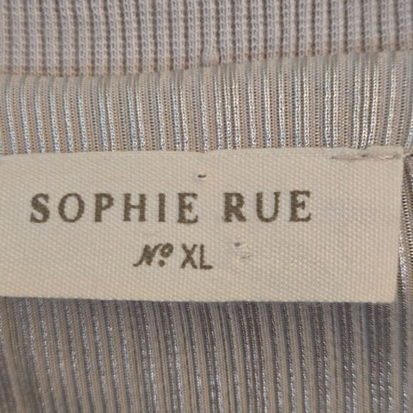 Rue Sophie Metallic Ribbed Bomber Jacket Pockets Full Zip Size XL - Picture 6 of 7